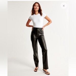 Abercrombie vegan leather 90’s straight ultra high rise pant